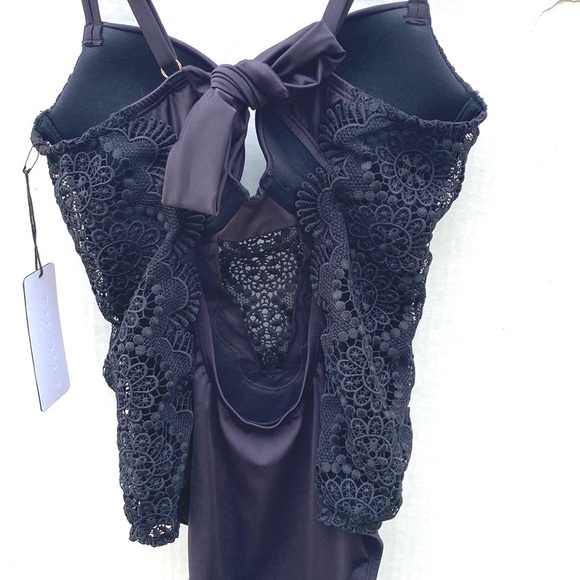 NWT A. Che Womens size 2 Simone Maillot One-Piece black swimsuit black swimsuit - Picture 7 of 9